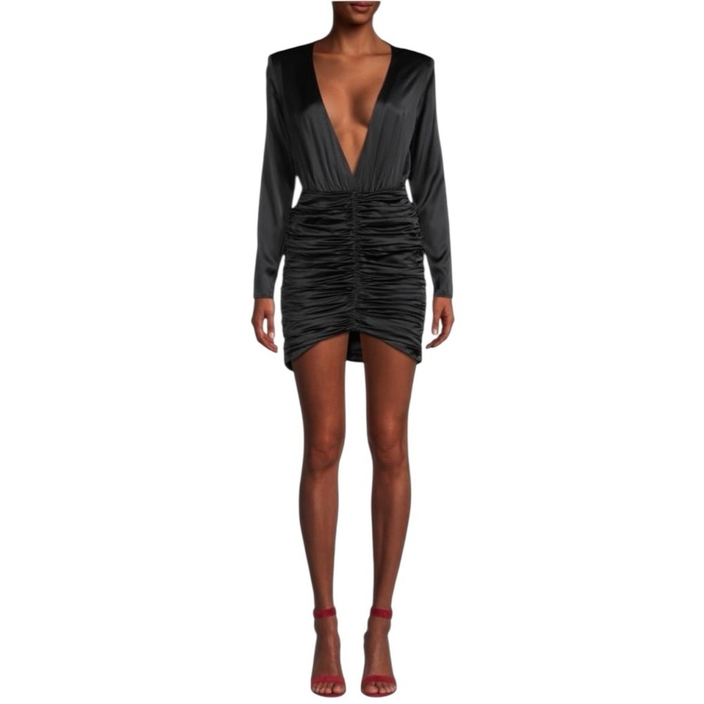 RETROFÊTE - NWT Brea Stretch-Silk Mini Plunge Dress Sz L